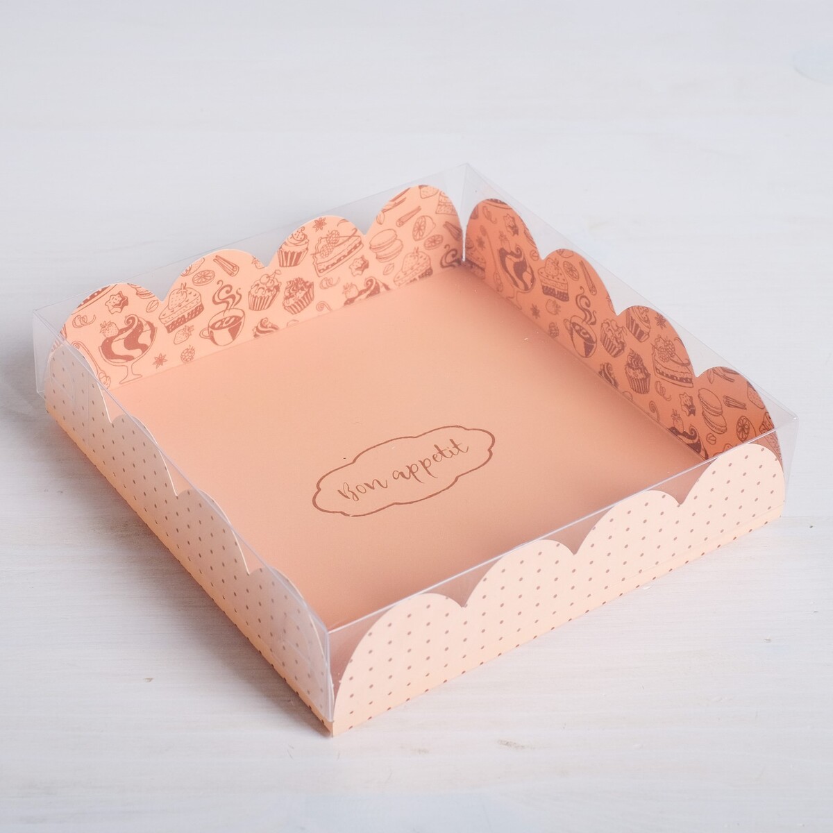 

Коробка для кондитерских изделий с pvc-крышкой bon appetit, 13 × 13 × 3 см, Оранжевый