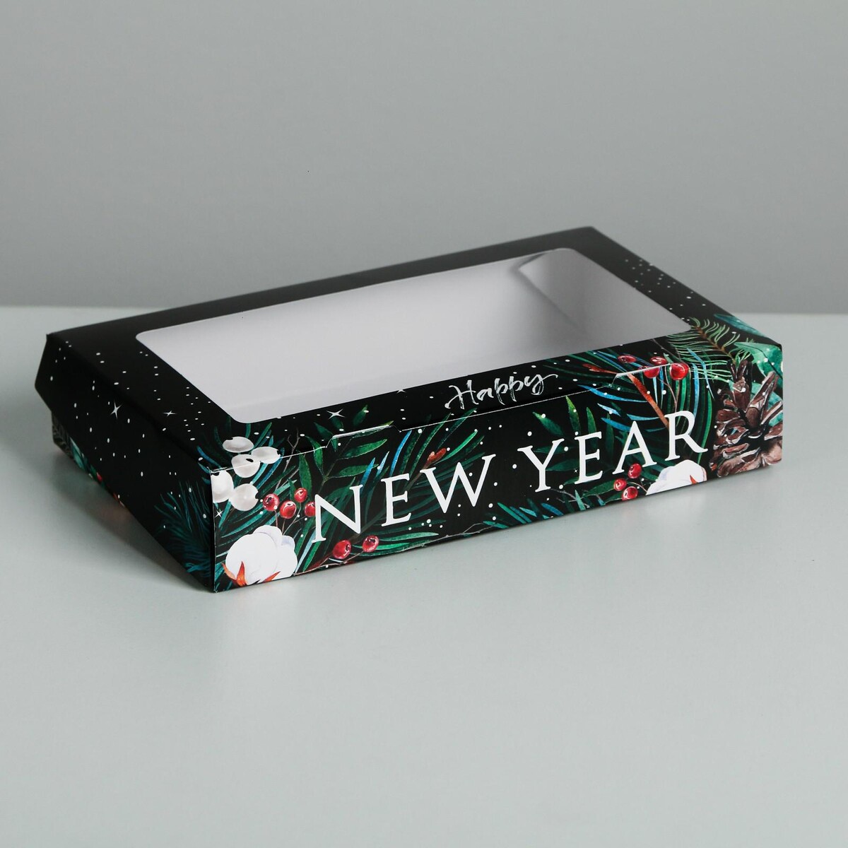 

Коробка складная happy ney year, 20 × 12 × 4 см, Черный