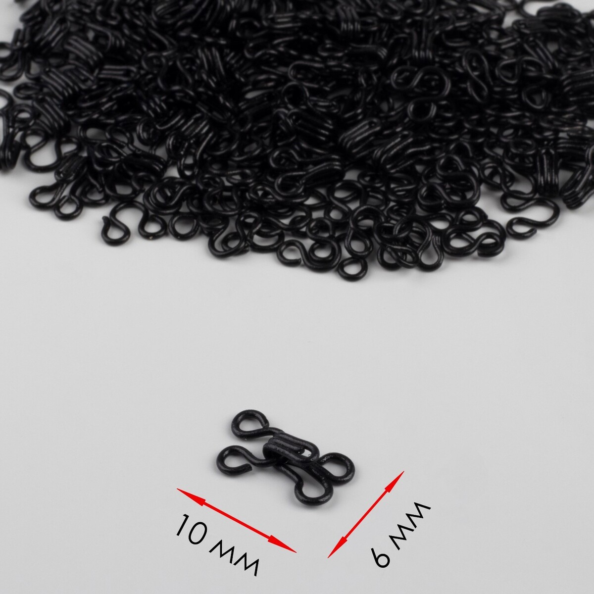 Крючок пришивной №0, 10 × 6 мм, 100 шт, цвет черный