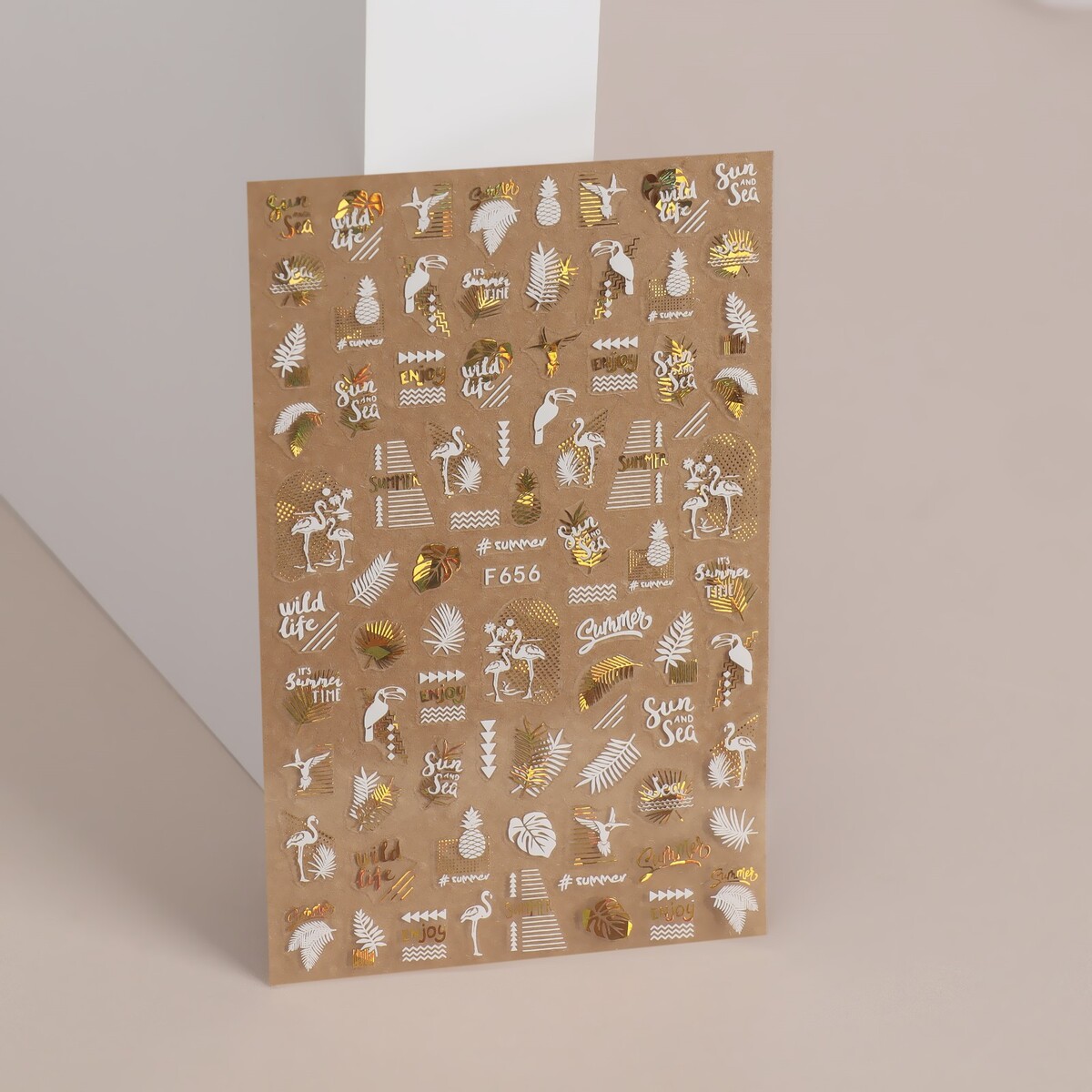 

Наклейки для ногтей, Белый;золотистый