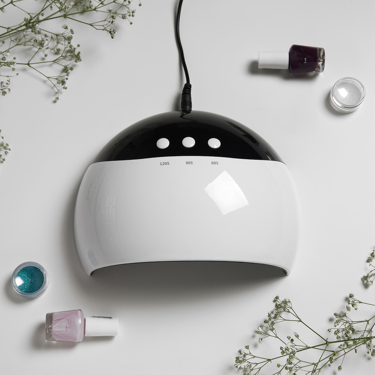 

Лампа для маникюра luazon luf-18, uv/led, 8 диодов, 24 вт, таймер, usb, белая, Белый;черный