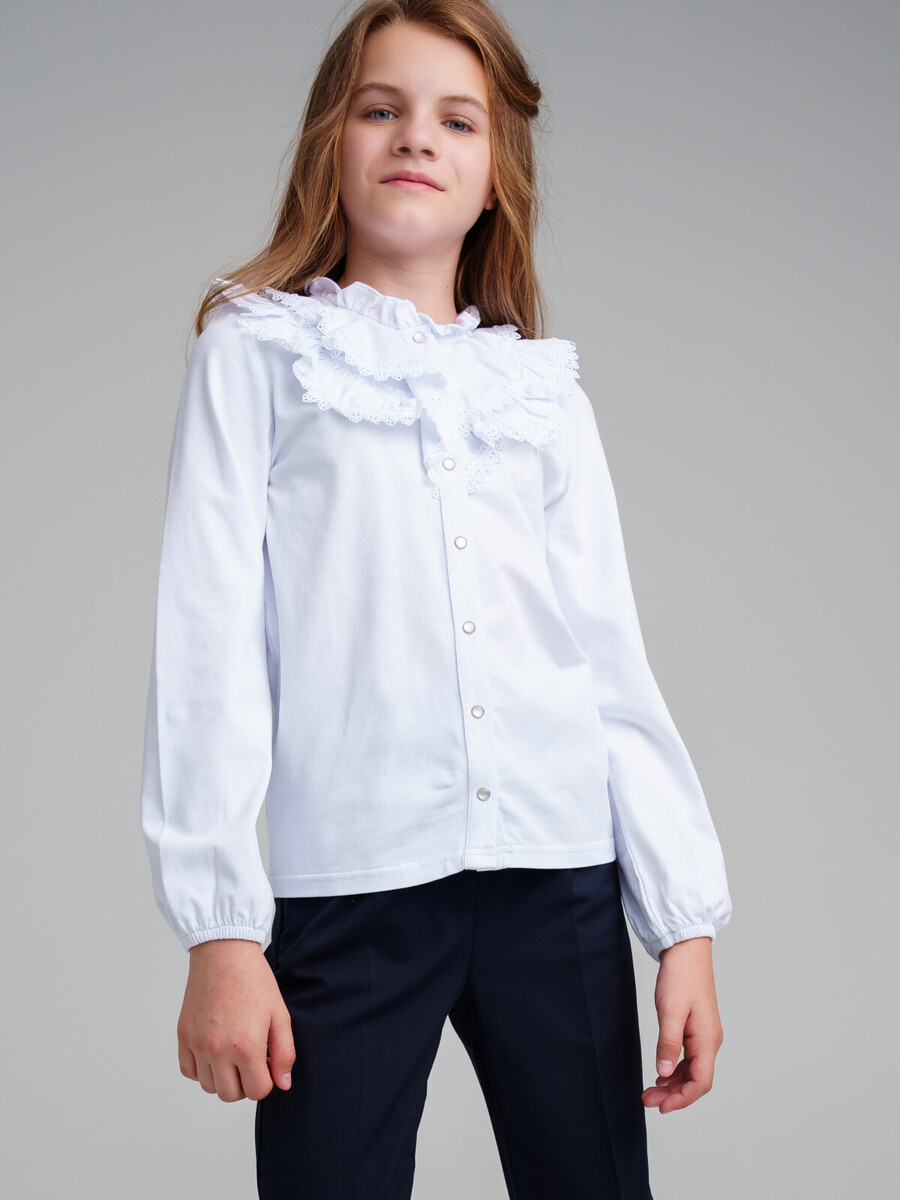 Блузка трикотажная PLAYTODAY, размер рост 128 см, цвет белый
