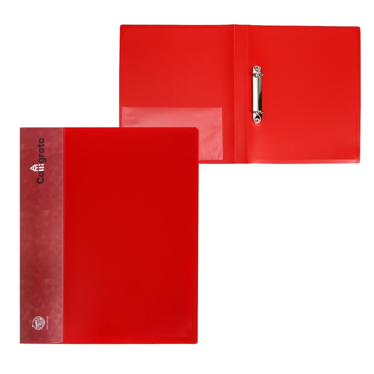Папка на 2 кольцах а4, calligrata, 25 мм, 700 мкм, внутренний и торцевой карман, красная папка с файлами inформат а4 100 файлов ассорти пластик 800 мкм карман