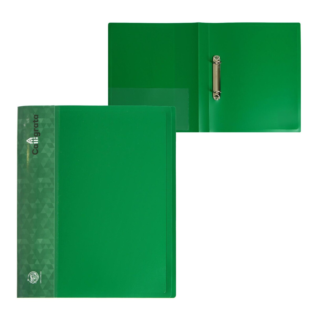 Папка на 2 кольцах а4, calligrata, 27 мм, 700 мкм, внутренний и торцевой карман, зеленая папка с файлами inформат а4 100 файлов ассорти пластик 800 мкм карман