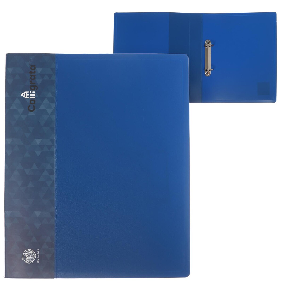 Папка на 2 кольцах а4, calligrata, 40 мм, 700 мкм, карман на торце, синяя папка с файлами inформат а4 80 файлов ассорти пластик 800 мкм карман
