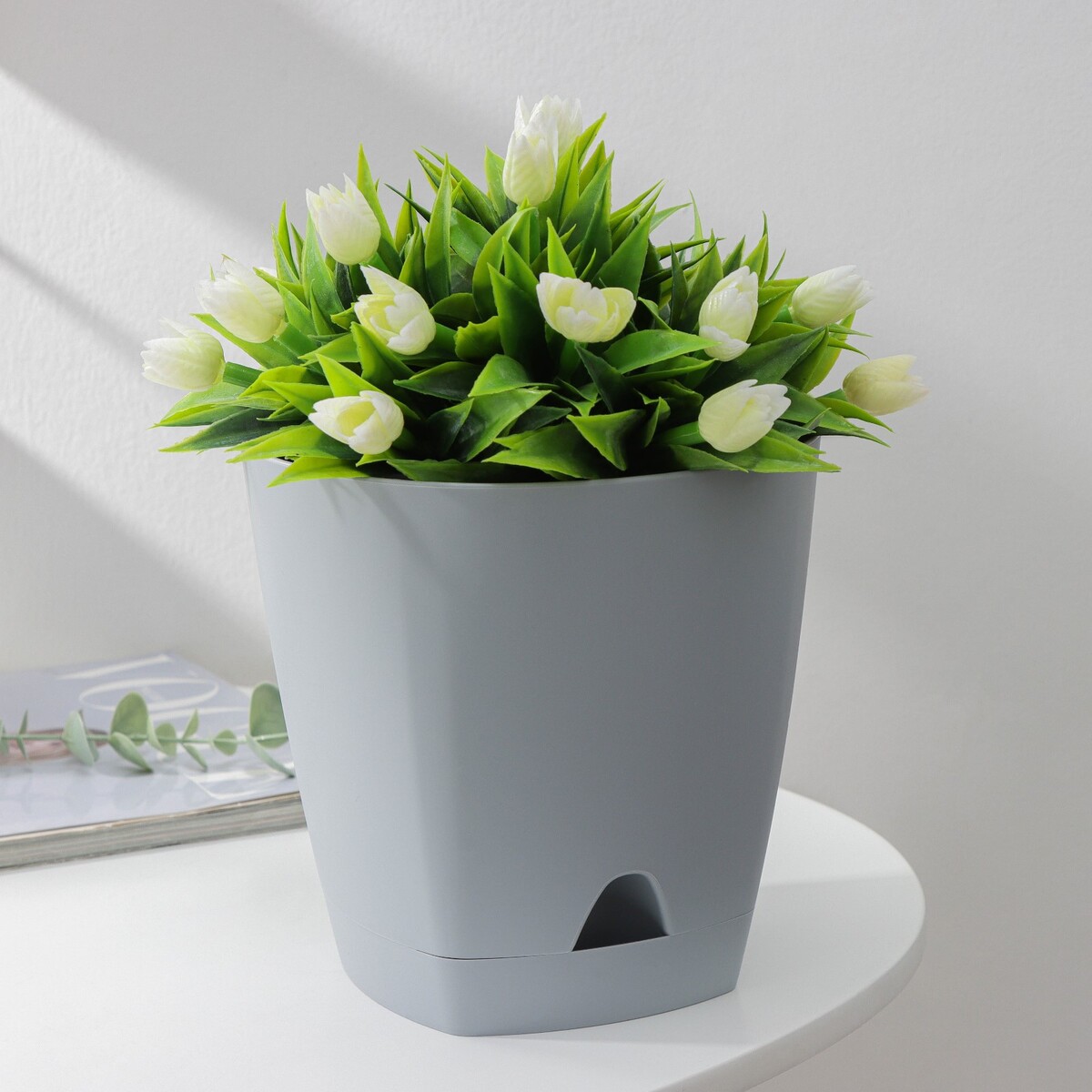 Горшок для цветов с прикорневым поливом amsterdam, 2,5 л, d=17 см, h=16,5 см, цвет серый амстердам amsterdam