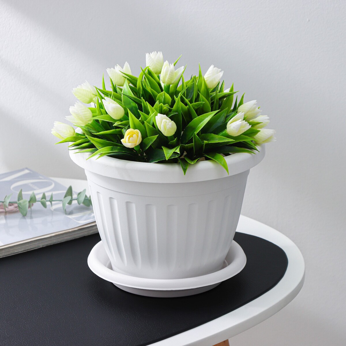 Горшок для цветов с поддоном сушилка для посуды с поддоном 38×24×37 см белый