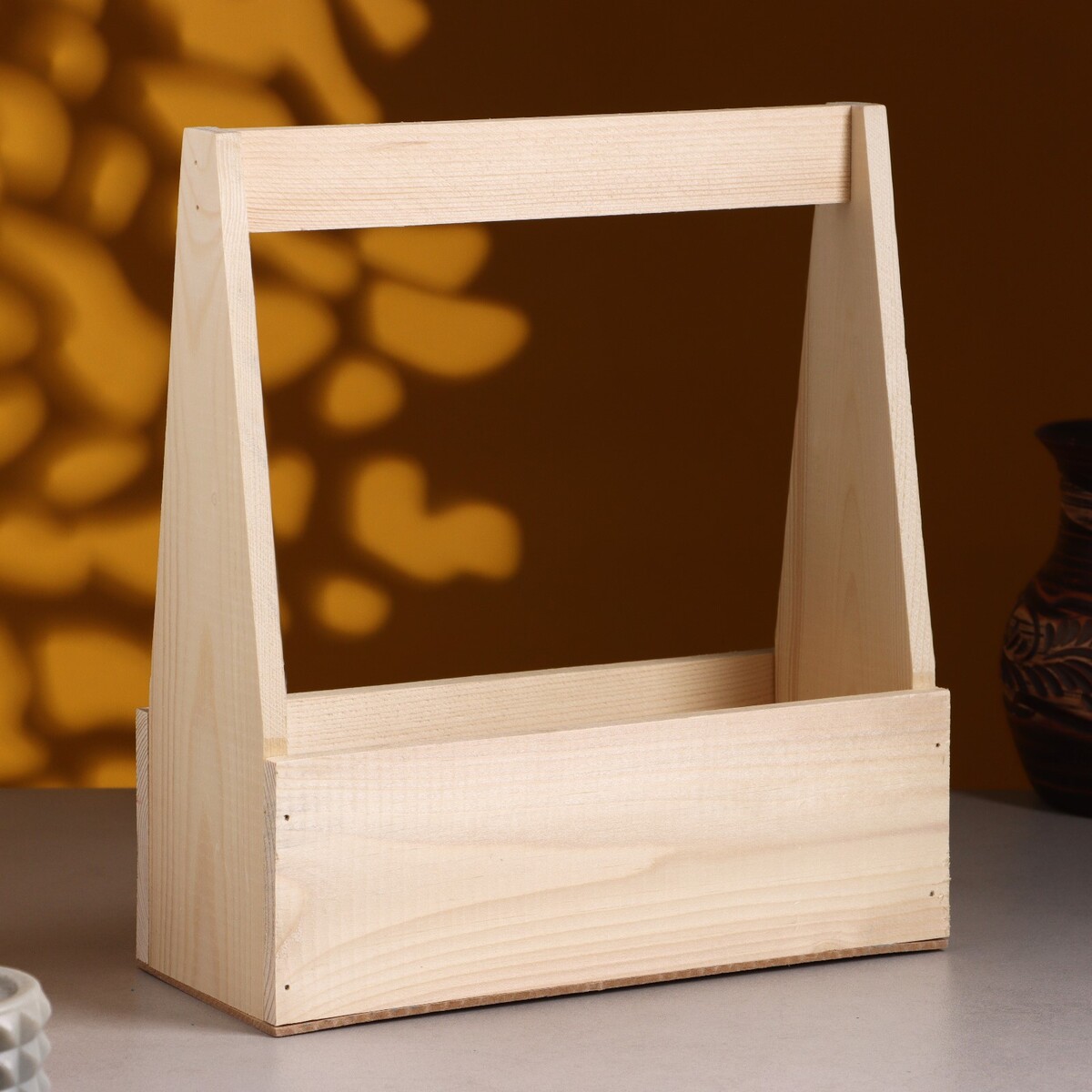 Кашпо деревянное 27×11.5×9(30.5) см костер