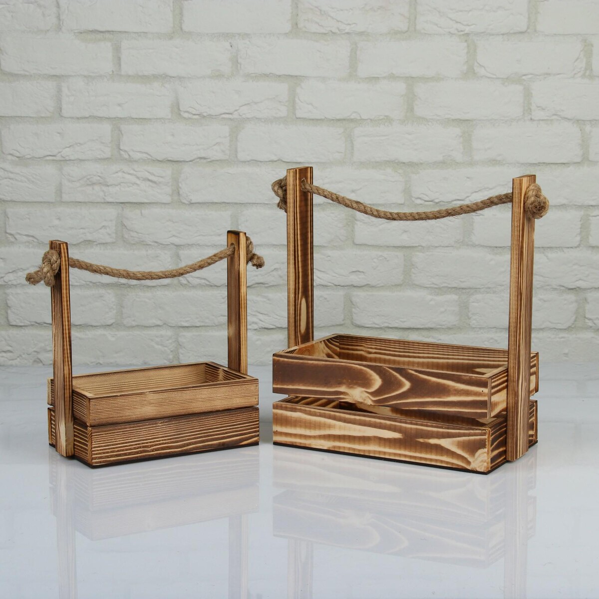 Набор кашпо деревянных 2 в 1 (25.5×15×30; 20×12×23 см)