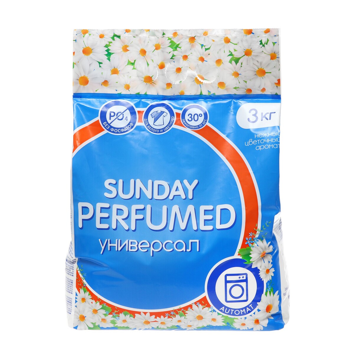 

Парфюмированное средство sunday, для стирки цветного белья, автомат, 3 кг
