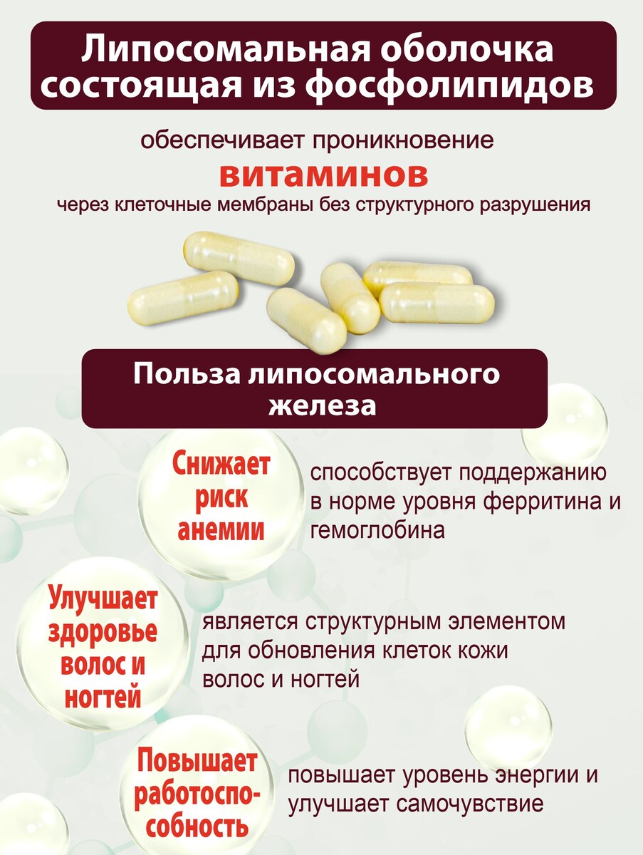 Липосомальное железо 60 капс по 500 мг Простые решения 03563738: купить за  1510 руб в интернет магазине с бесплатной доставкой