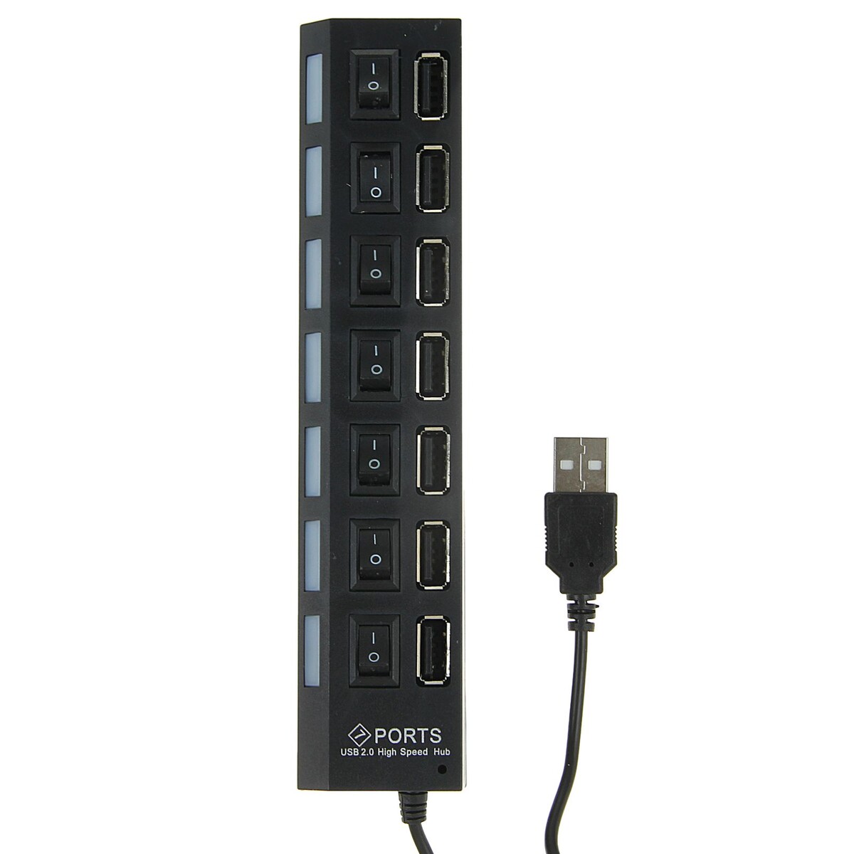Usb-разветвитель luazon, 7 портов с выключателями, usb 2.0, черный разветвитель y кабеля серво spectrum heavy duty