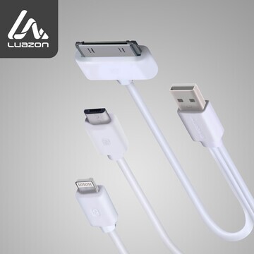 Кабель 3 в 1 luazon, microusb/lightning/