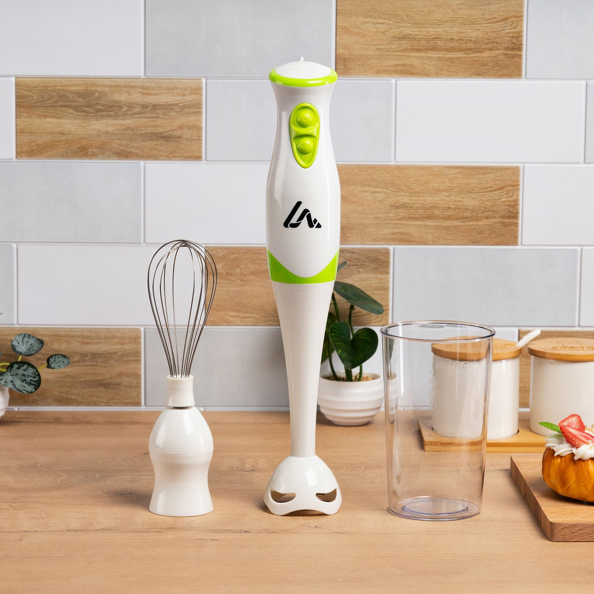 

Блендер luazon lbr-26, погружной, 300 вт, 0.6 л, 2 скорости, бело-зеленый, Зеленый;белый