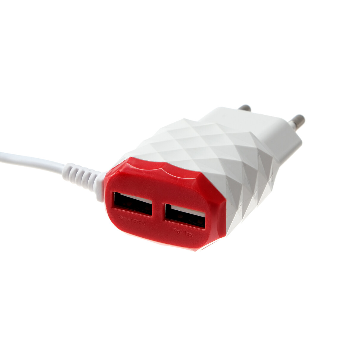 Сетевое зарядное устройство luazon lcc-25, 2 usb, 1 а, кабель microusb, красно-белое сетевое зарядное устройство gq 6 2 type c 3 а 35 вт белое