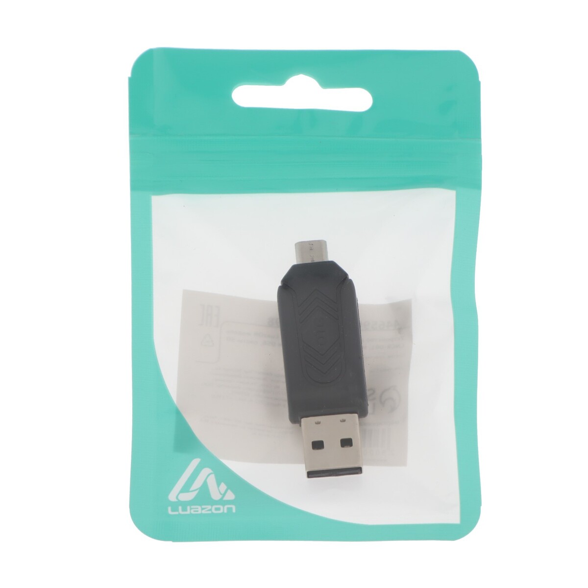 фото Картридер-otg luazon lncr-001, подключение microusb и usb, слоты sd microsd, черный luazon home