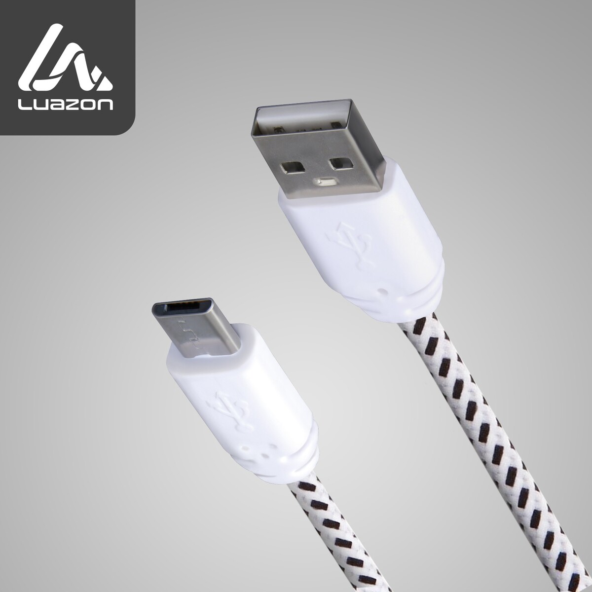 Кабель luazon, microusb - usb, 1 а, 0,9 м, оплетка нейлон, белый кабель luazon microusb usb 1 а 1 5 м утолщенный белый