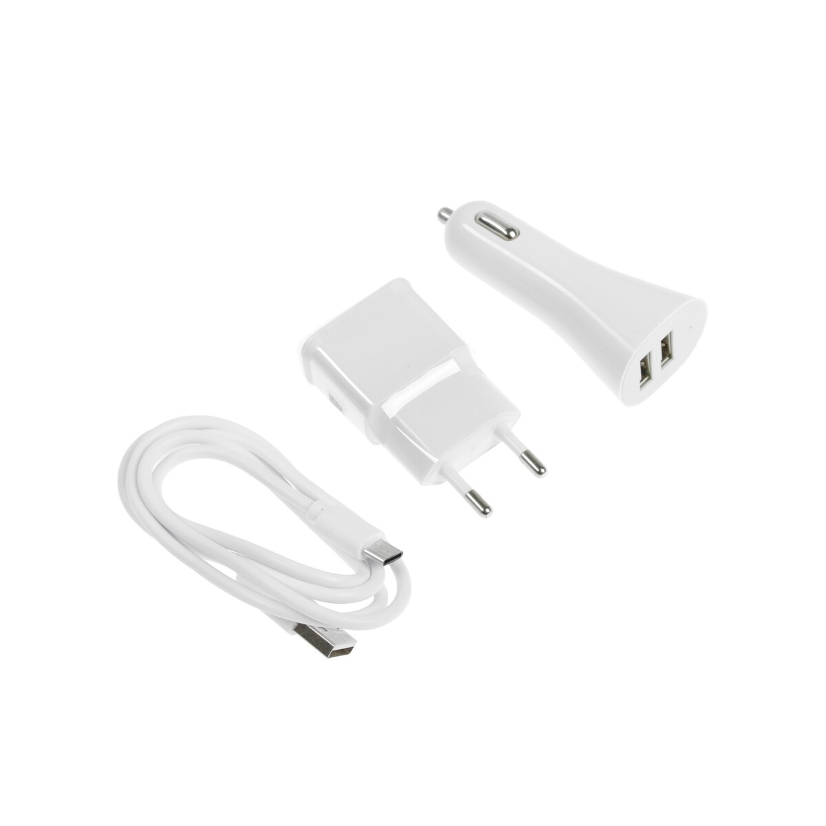 

Комплект для зарядки 3 в 1 luazon uc-30, азу 2.1/1а, type-c 1a, 1 м, сзу 1a, белый