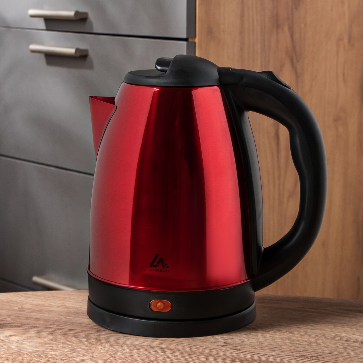 Чайник электрический luazon lsk-1804, металл, 1.8 л, 1500 вт, красный чайник электрический homestar hs 1041 металл 1 8 л 1500 вт серебристо чёрный