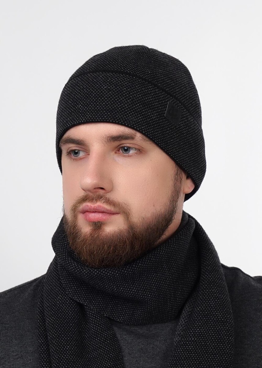 

Шапка, Черный;черный\меланж серый