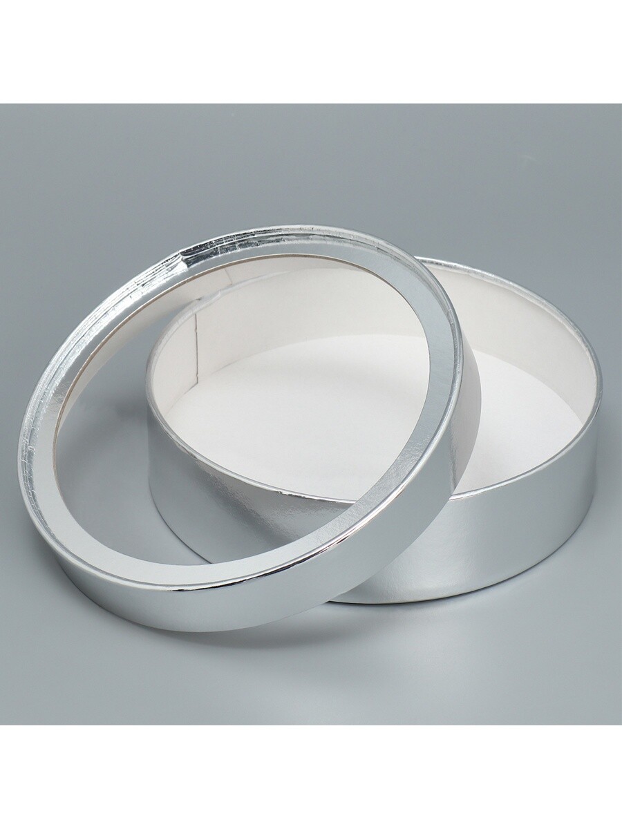 

Коробка для макарун, кондитерская упаковка тубус с окном,, Серебристый