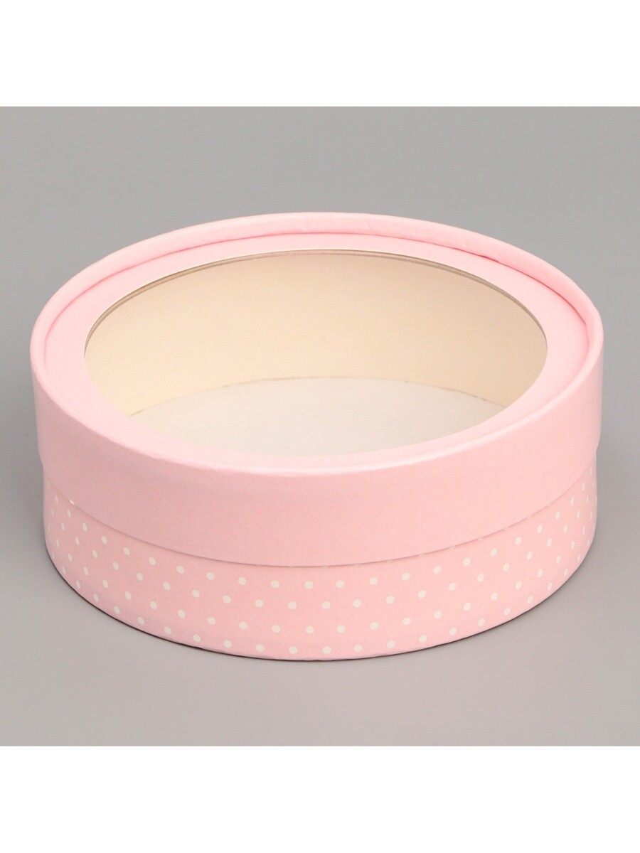 

Коробка для макарун, кондитерская упаковка тубус с окном, Розовый