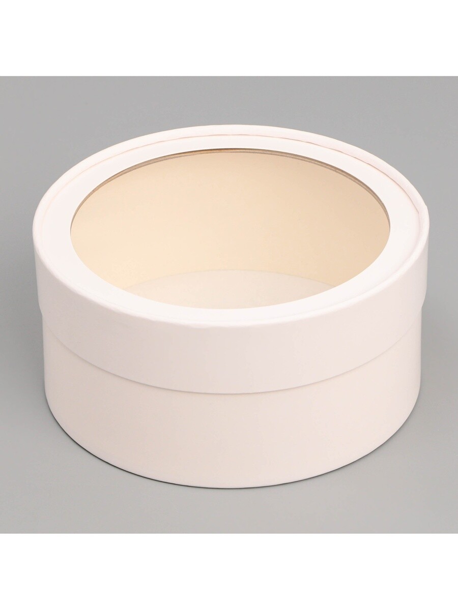 

Коробка для макарун, кондитерская упаковка тубус с окном, Белый