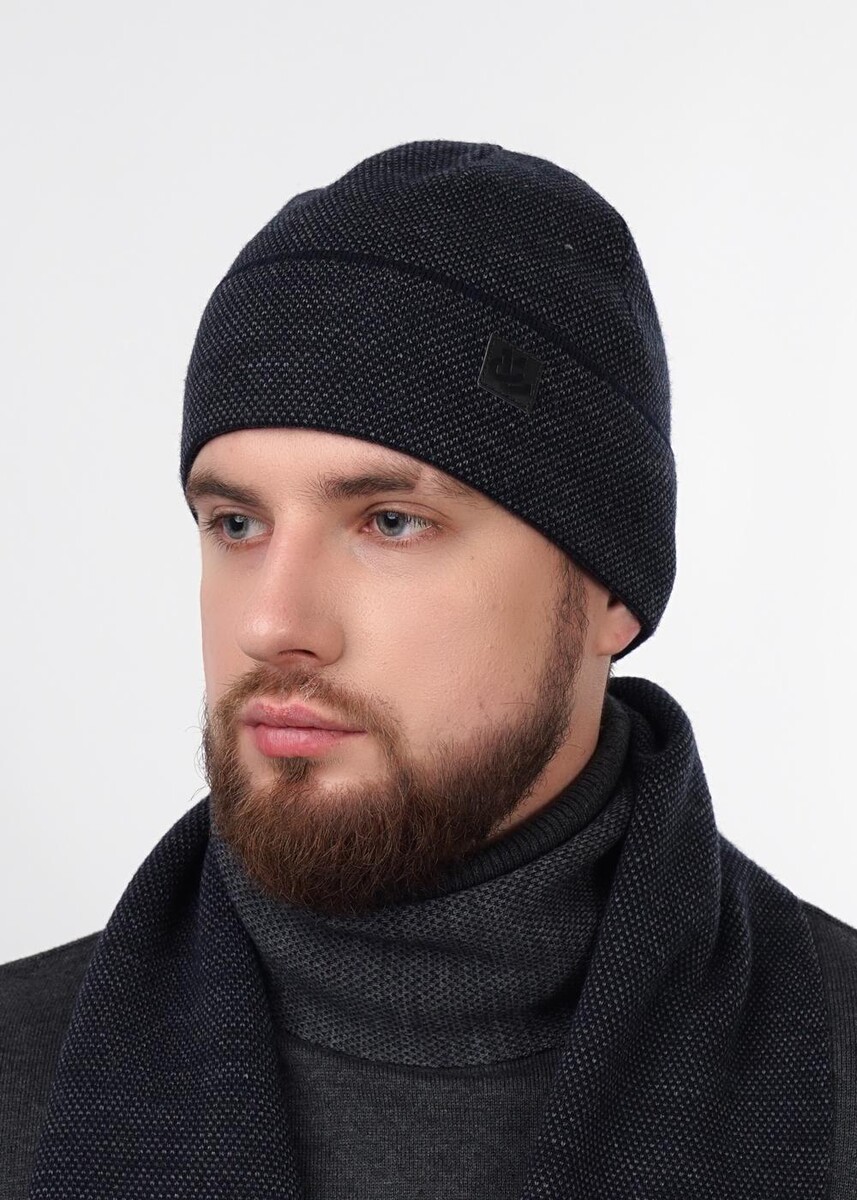 

Шапка, Синий;т.синий\меланж серый