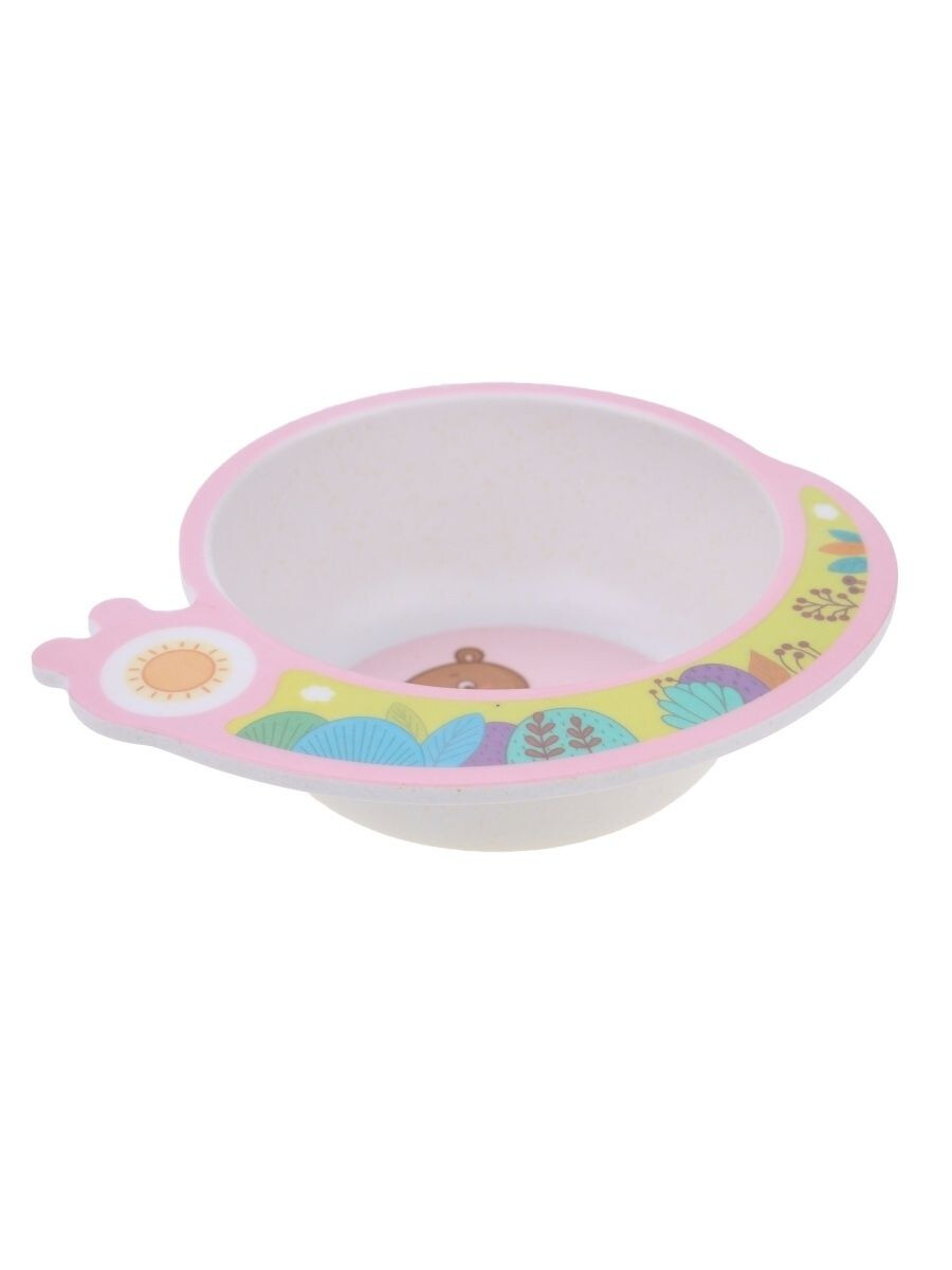 фото Набор детской посуды из бамбука 5 предметов &quot;мишка розовый&quot; первый домовой