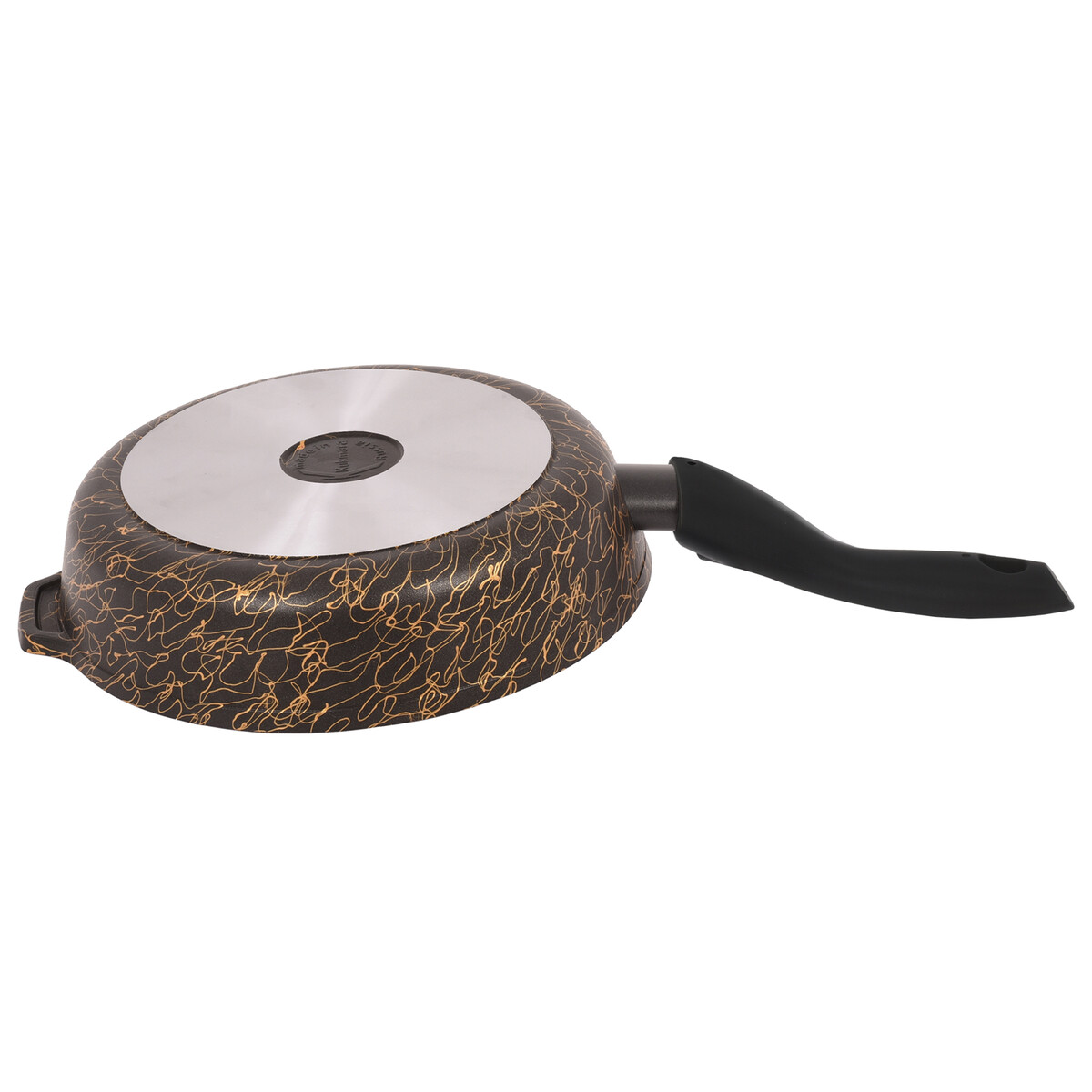фото Сковорода литая 24см съемная ручка стеклянная крышка грация черный/золото kukmara