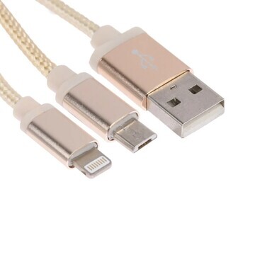 Кабель 2 в 1 luazon, microusb/lightning 