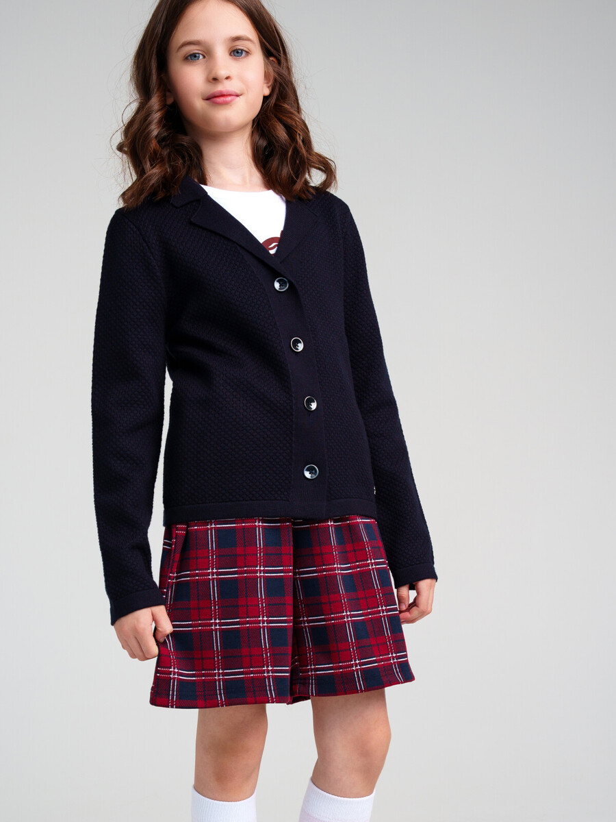 Кардиган трикотажный классический школьный пиджак жакет вязаного кофта рубашка футболка поло школьницы комплект