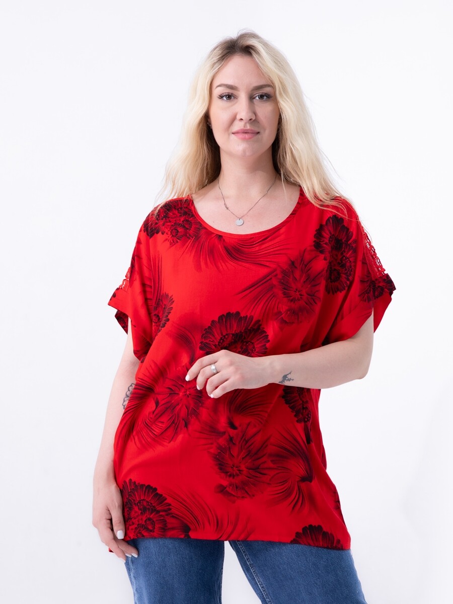 Блузка A&Ostudio, размер 54, цвет красный 04258328 - фото 4