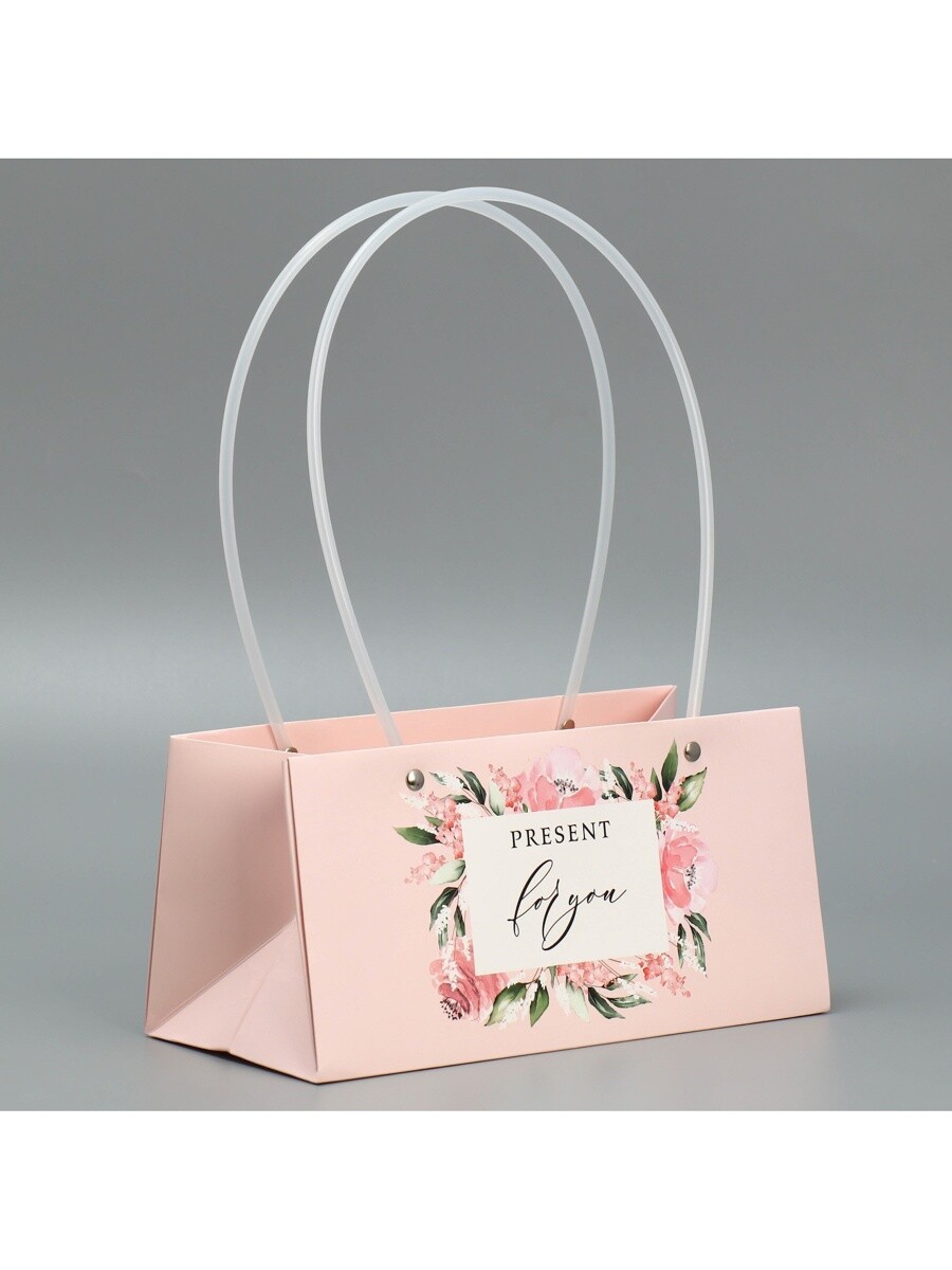 

Пакет для цветов for you dear, 24×12×12 см, Розовый