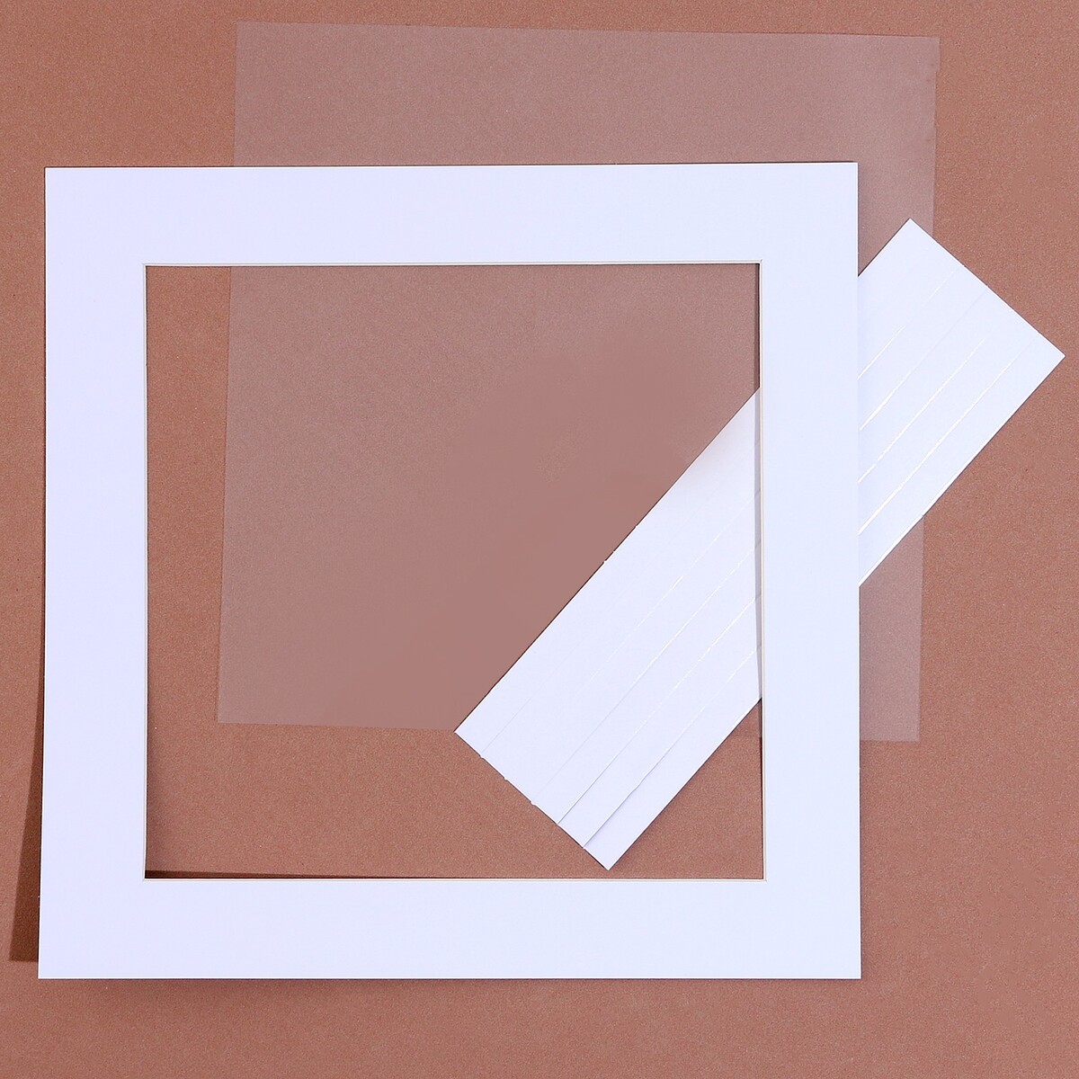 Паспарту размер рамки 20 × 20, прозрачный лист, клейкая лента, цвет белый бесконечный плей лист ника и норы