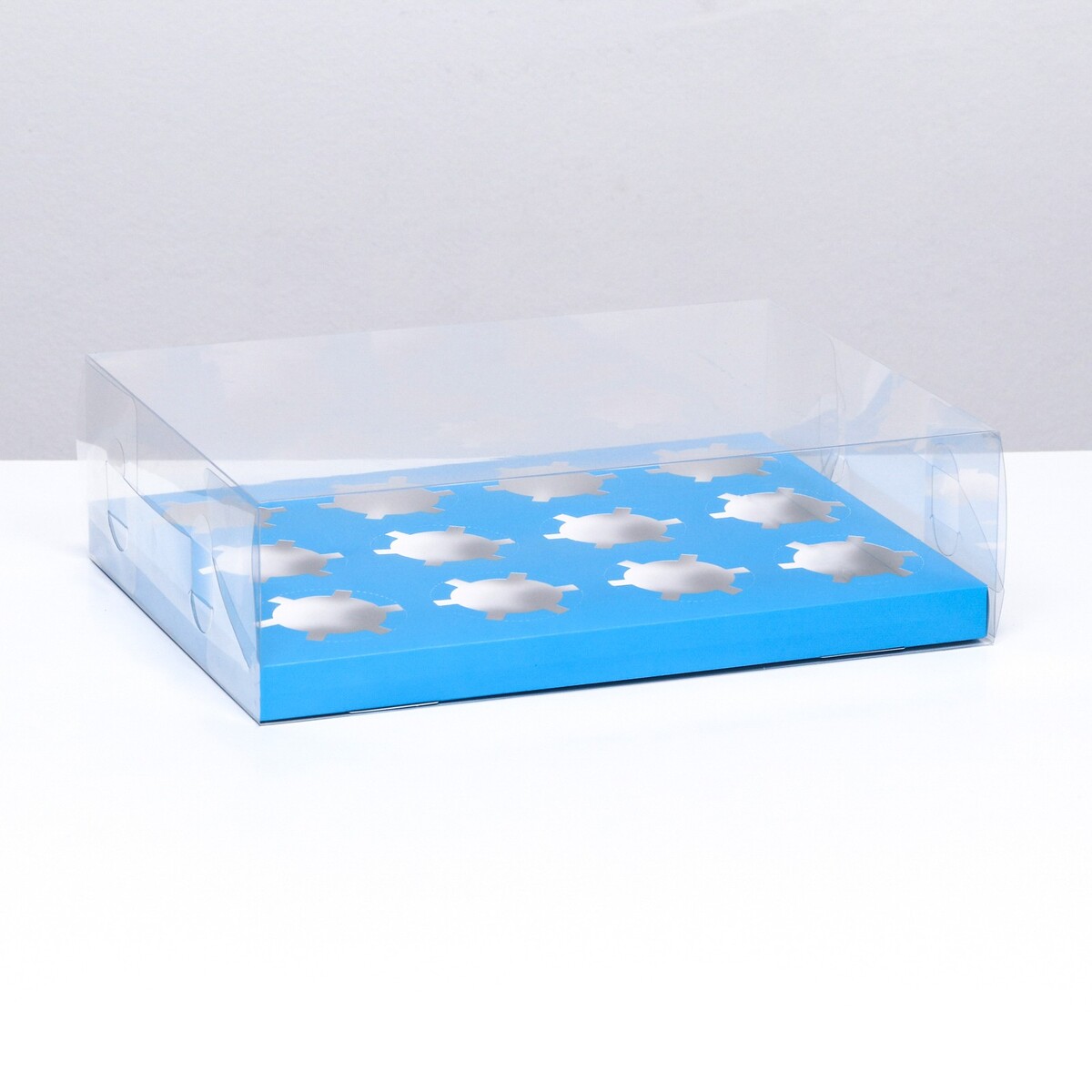 Коробка для 12 капкейков, голубой, 34.7 × 26.3 × 10 см коробка на 4 капкейка голубой 18 5 × 18 × 10 см