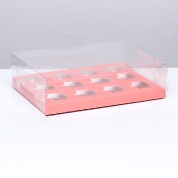 Коробка для 12 капкейков, розовый 34.7 ×
