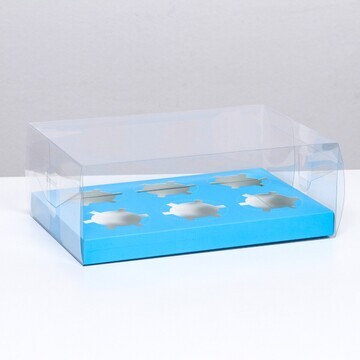 Коробка на 6 капкейков, голубой 26.8 × 1