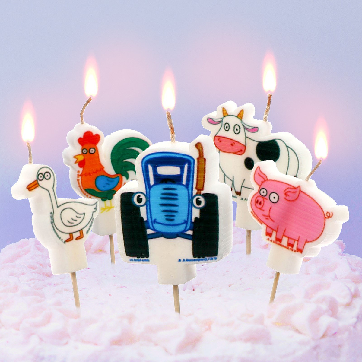 

Свечи для торта, синий трактор, набор 5 шт., Разноцветный