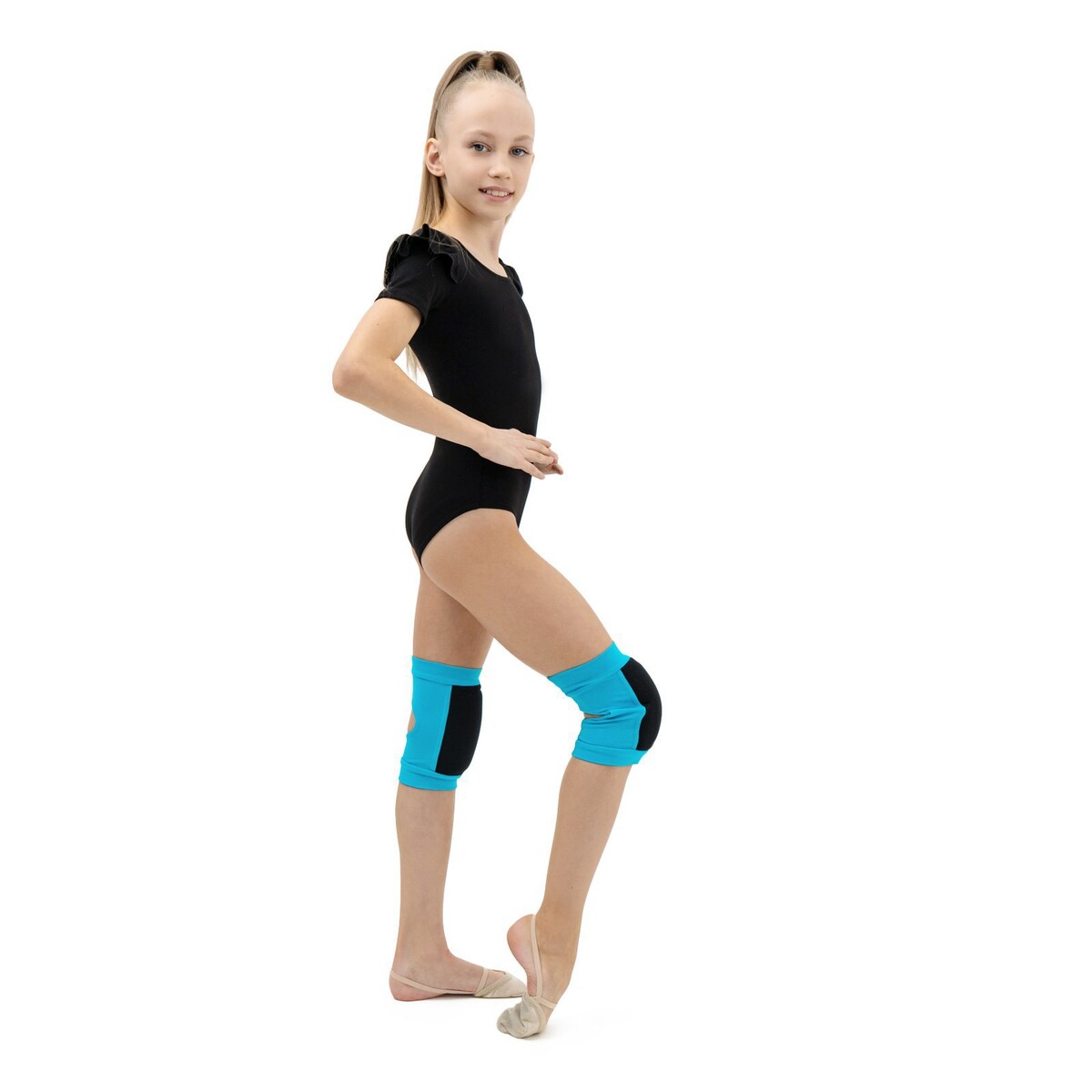 фото Наколенники для гимнастики и танцев grace dance, с уплотнителем, р. l, от 15 лет, цвет бирюза/черный