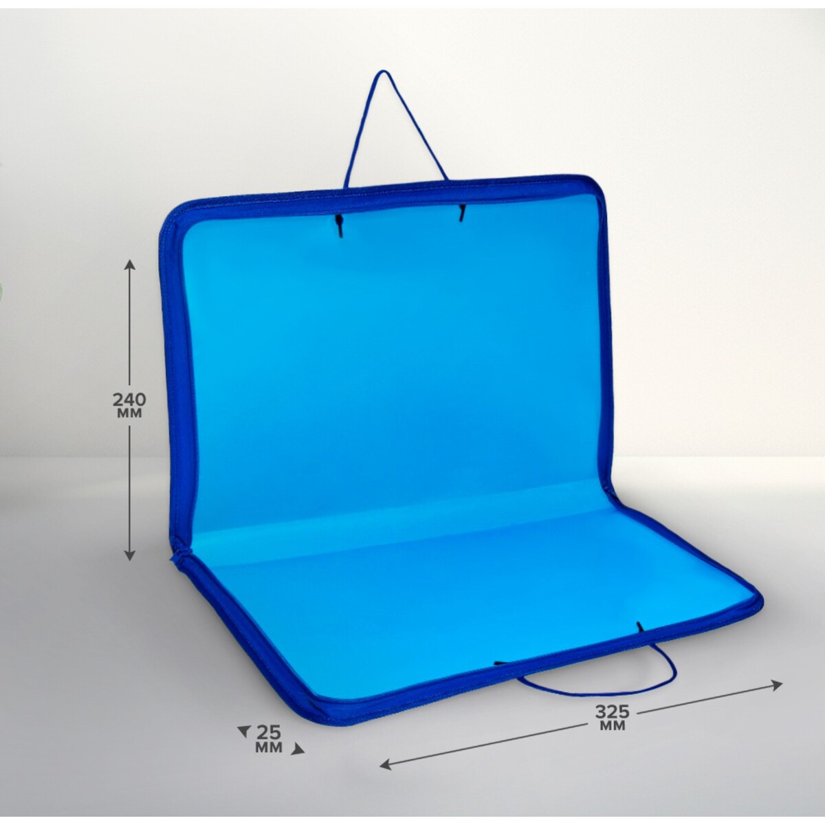 

Папка с ручками а4, 325×240×25 мм, молния вокруг, пластиковая,, Синий