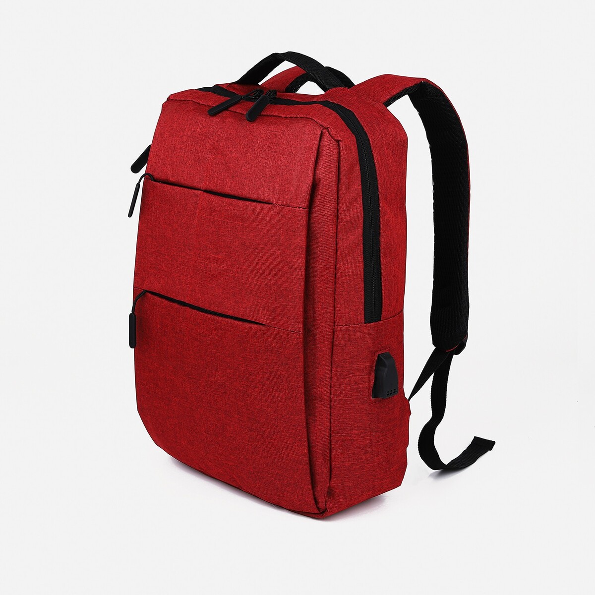Рюкзак мужской на молнии, 4 наружных кармана, с usb, цвет бордовый рюкзак на молнии 2 наружных кармана бордовый
