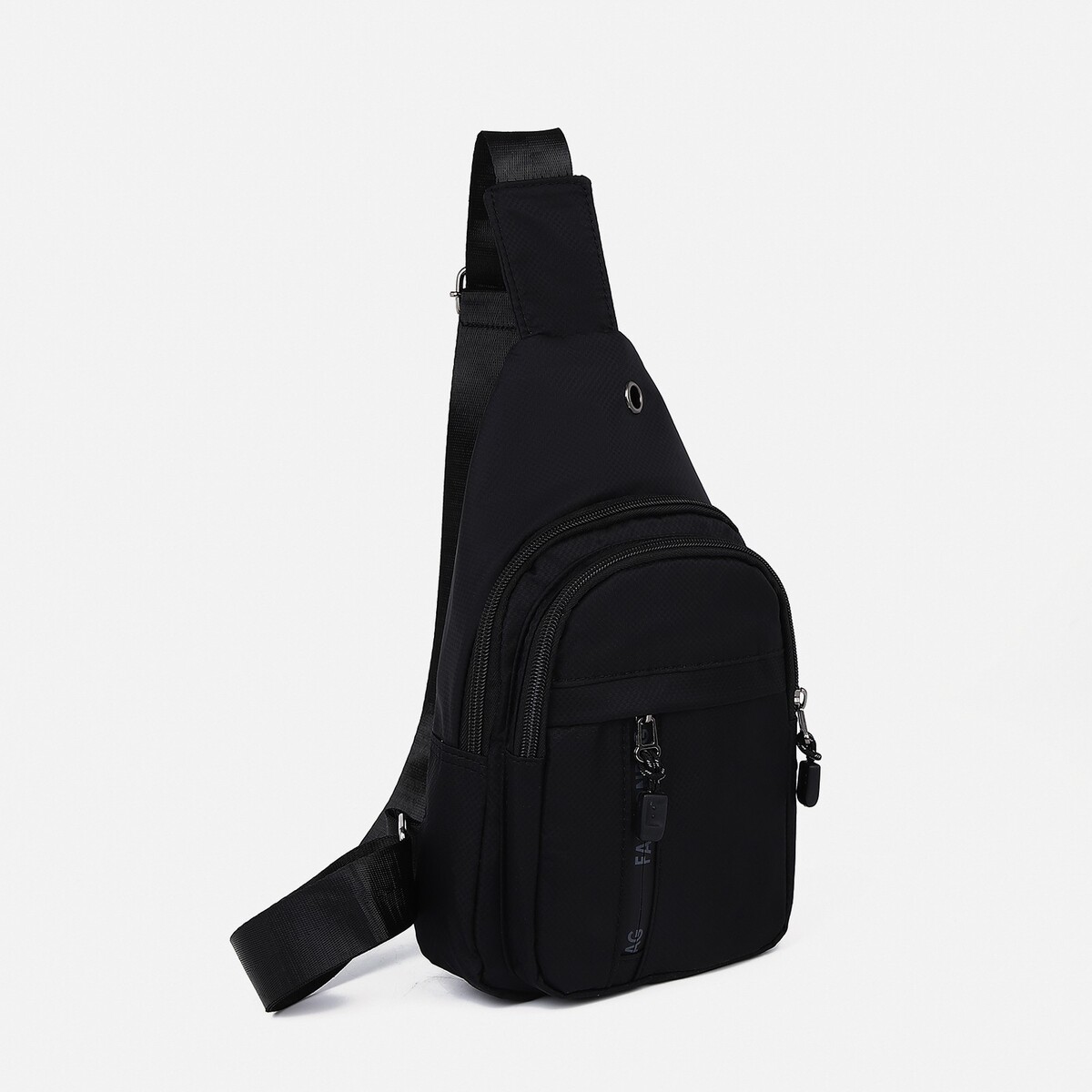 Рюкзак-слинг на молнии, 2 наружных кармана, цвет черный