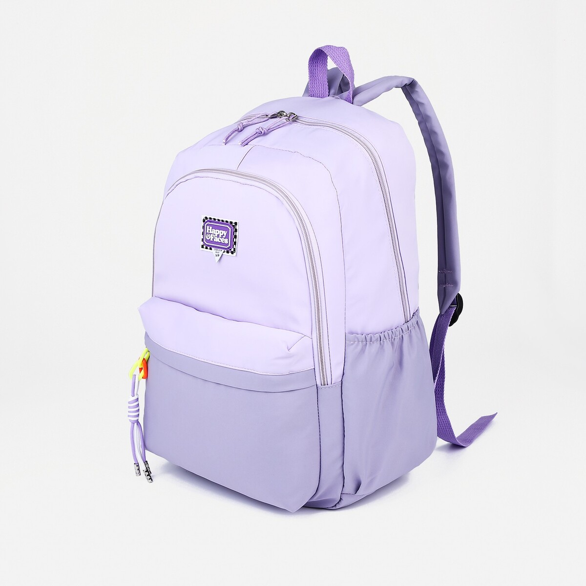 Рюкзак на молнии, 4 наружных кармана, цвет сиреневый рюкзак текстильный face line 25х13х37 см сиреневый