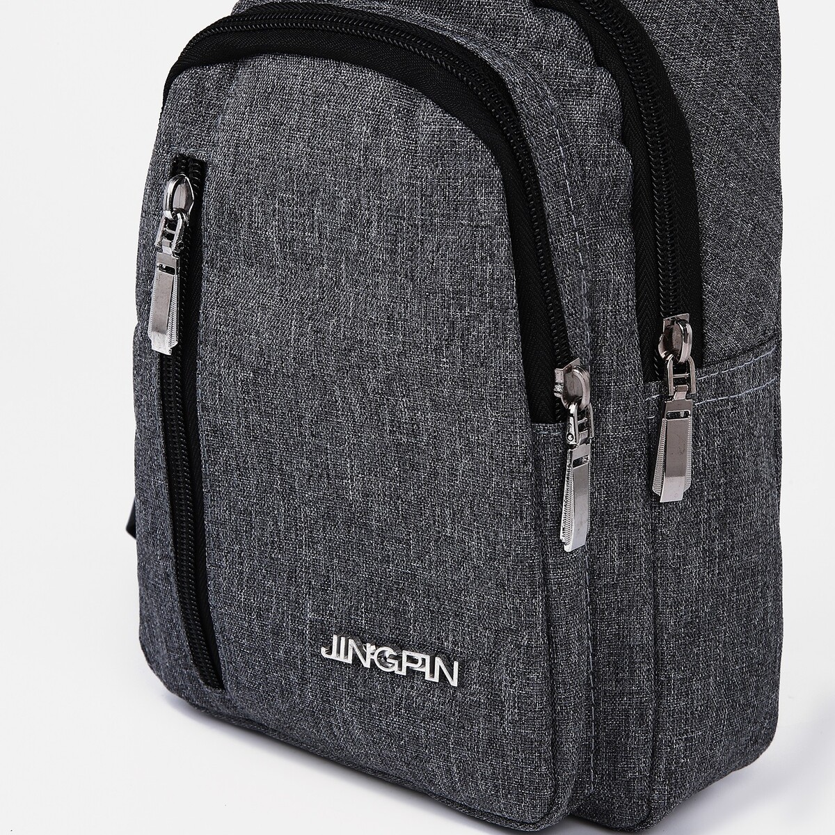 фото Сумка слинг мужская из текстиля, цвет серый no brand