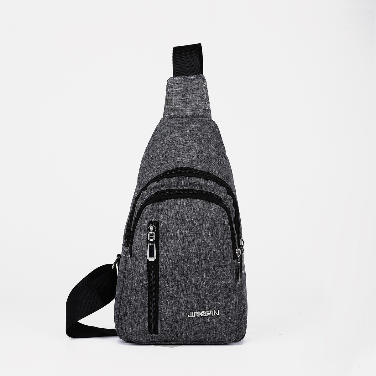 фото Сумка слинг мужская из текстиля, цвет серый no brand