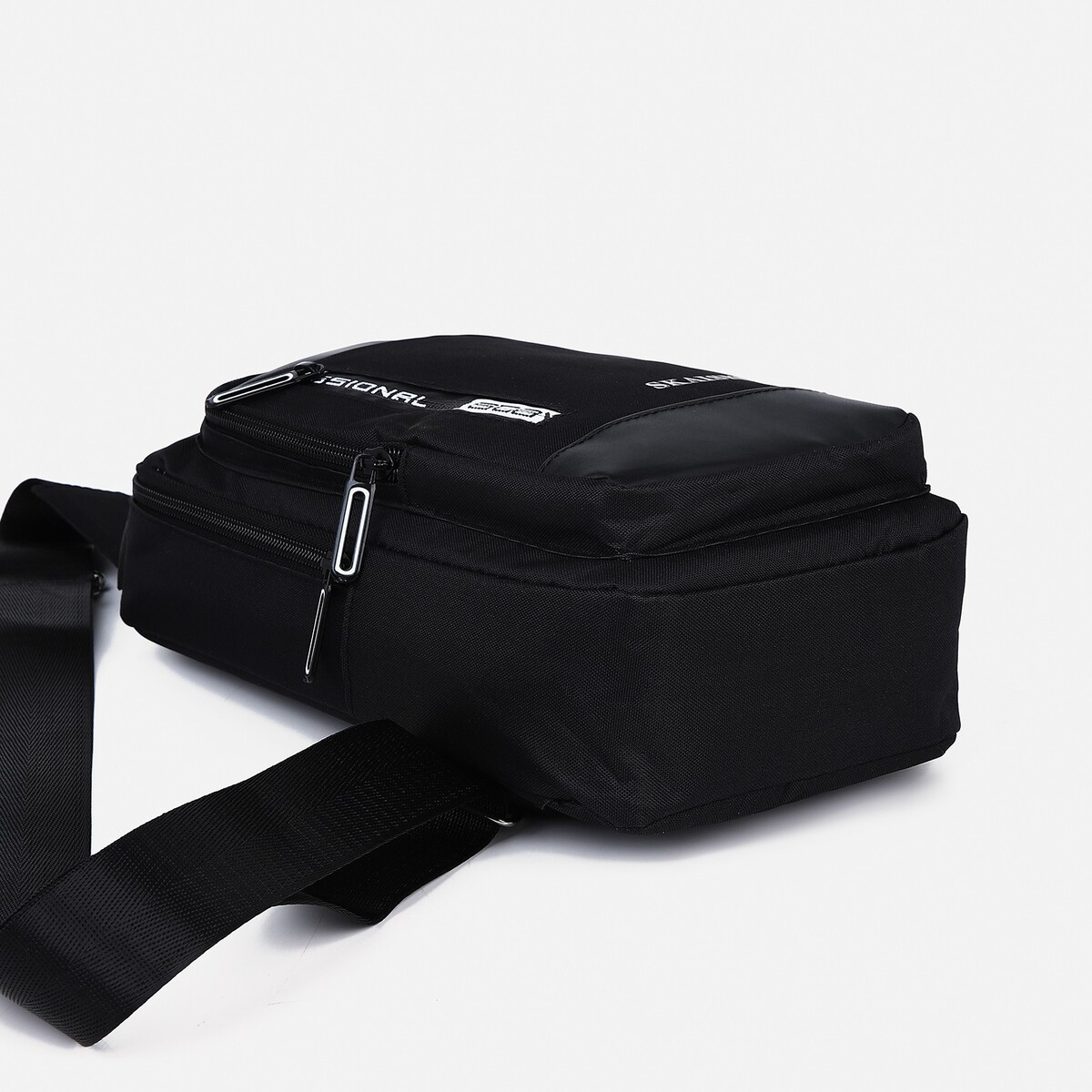 фото Сумка слинг мужская из текстиля, цвет черный no brand