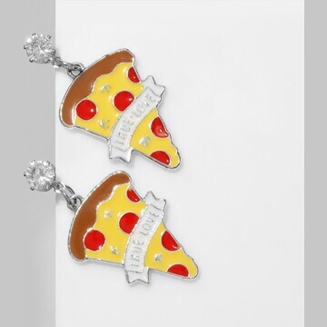 Серьги эмаль true love пицца, цветные в 