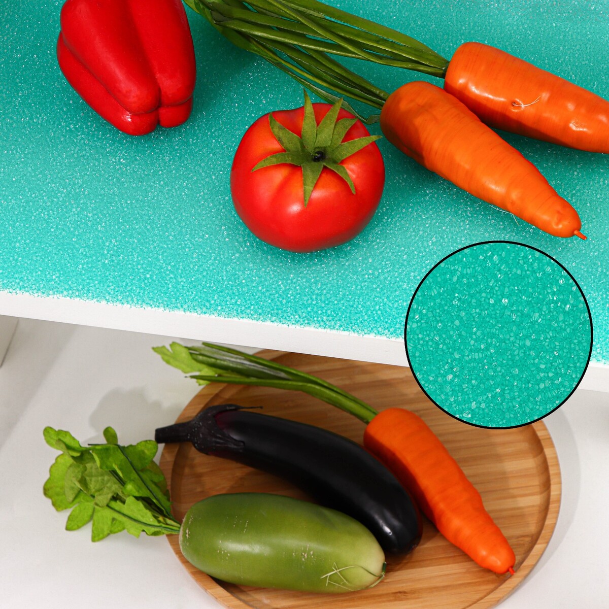 фото Коврик в холодильник доляна, 30×50 см, поролон, цвет зеленый