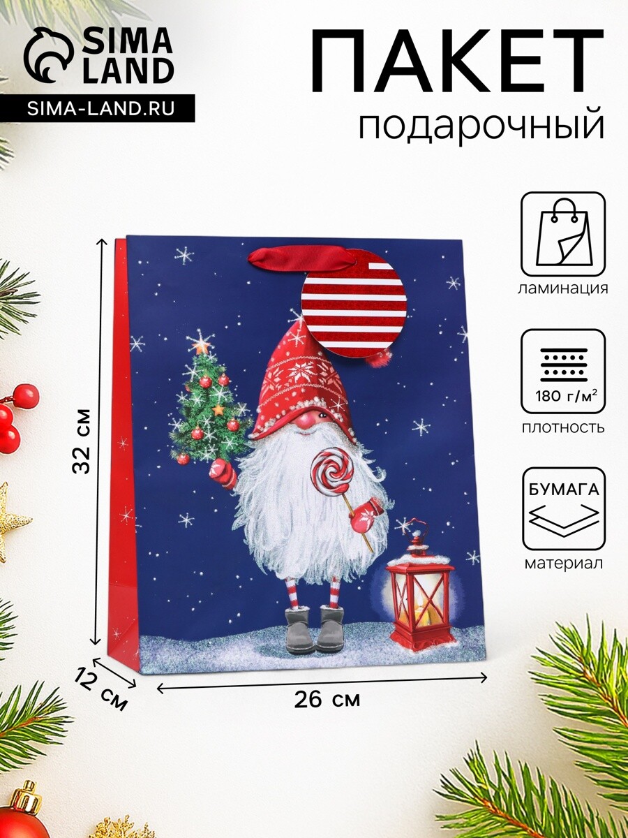 

Пакет подарочный новогодний ламинированный, Разноцветный